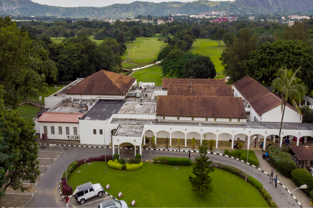 The IBB Golf Club clubhouse surrounded by manicured parkland